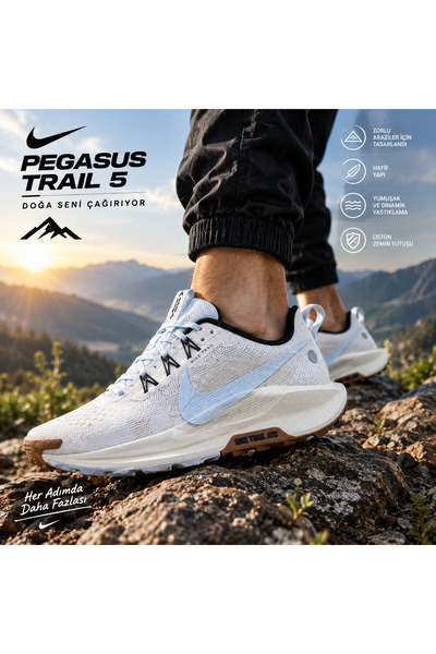 Nike Reactx Pegasus Trail 5 Unisex Beyaz Koşu Ayakkabısı SpormooN