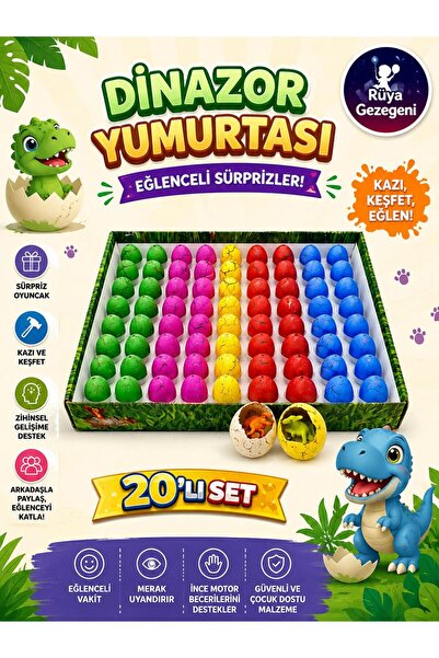 Rüya Gezegeni 20 Adet Suda Büyüyen Dinazor Yumurtası – 3 cm Çatlayan Sürpriz ...