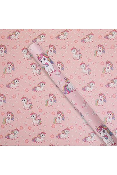 CBD CORAL BEST DEALS Hartie Ambalat Rola Roz cu Model Unicorn 150x70cm