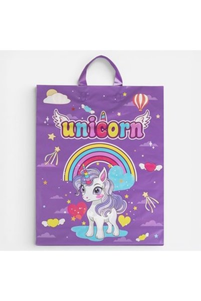 CBD CORAL BEST DEALS Sacosa Cadou Mov cu Model Unicorn 40x10x50cm, Plastic