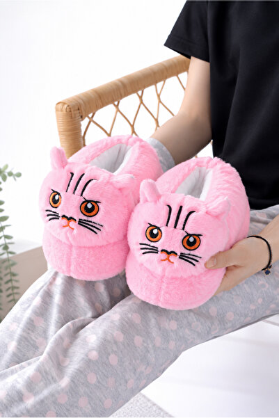 Esra Kedi Figürlü Peluş Yumuşak Hayvanlı Panduf