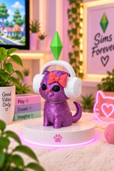 EVORADECO Viral PlumBob Kristalli Sims Forever Sallanan Kafalı Kulaklıklı Ked...
