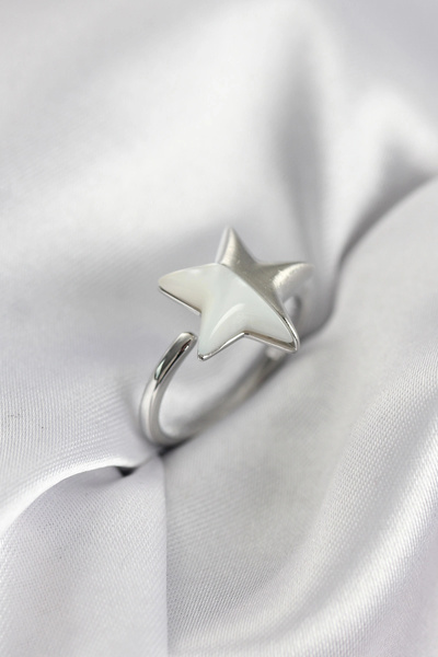 Livenda Silver Color Pearlescent Star Model Women's Ring Tj-Byk3939