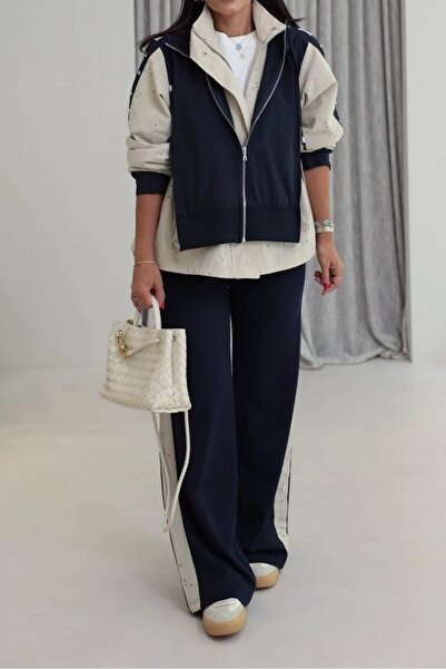 Suziş Fisto Fabric Garnished Hooded Suit Key37650
