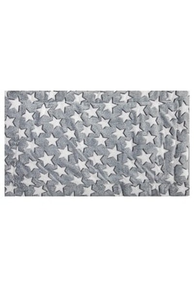CBD CORAL BEST DEALS Covoras Fluffy PET Gri cu Stele Albe 80x50cm, Poliester