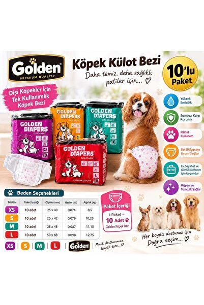 HETUA Golden Köpek Külot Bezi 10'lu Paket – Dişi Köpekler İçin Tek Kullanımlı...