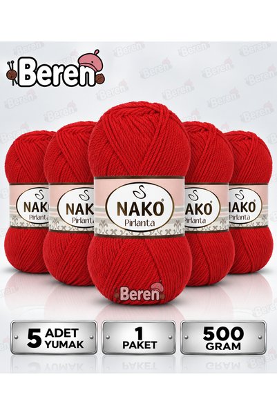 NAKO Diamond - 6741 Gelincik - 5-Pack - 100Gr/225M - Hand Knitting Yarn - Ami...