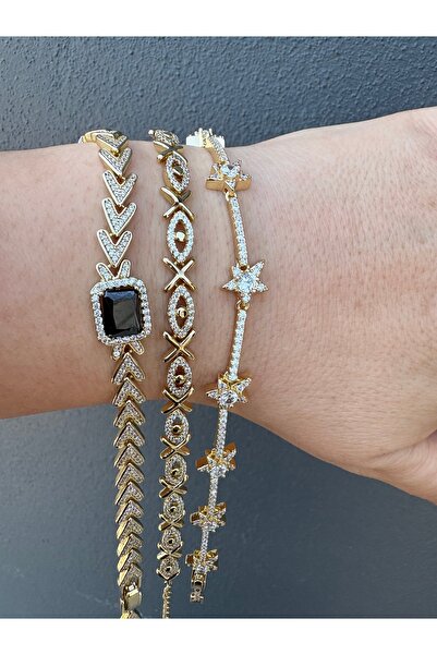 XP Xuping JEWELRY ve CM marka kombin bileklik seti 3lü 14ayar altın kaplama s...