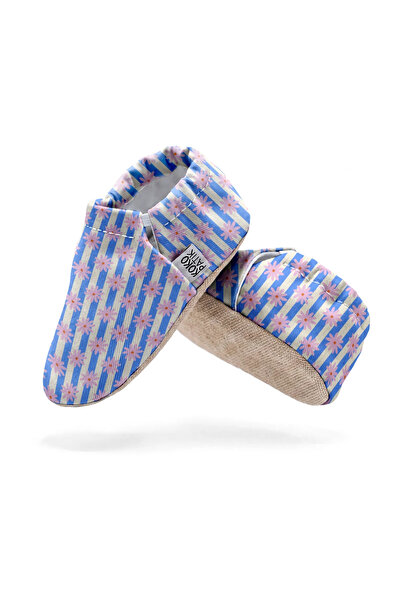 Kokopatik Striped Daisy Patterned Booties |   Non-Slip Home & Nursery Booties