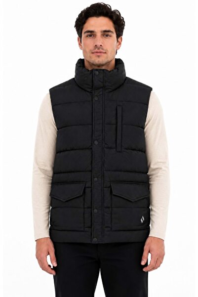 SKECHERS All Weather Cozy Fit Full Zip Vest S2620193 Şişme Erkek Yelek SİYAH