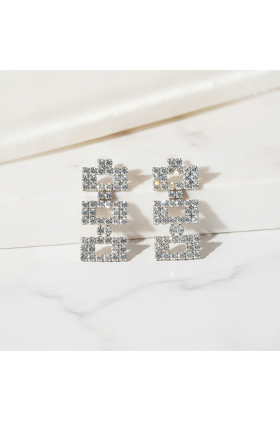 MODAYAŞAR Shiny Zircon Stone Multiple Geometric Stone Earrings