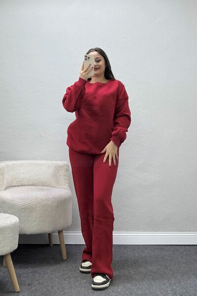 BELENDİR Women's Three Thread Tracksuit Set Red