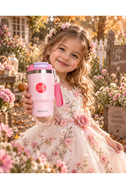Tantitoni Pink Lyla Lady Shela 480 ml Termos Kupa Kulplu 304 Çelik İç ve Dış-...