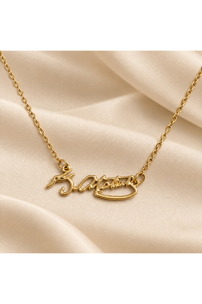 Kemal Atatürk İmzası Gold Çelik Kolye