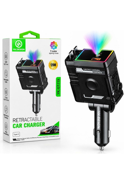 YK Design YK-OT719 120W Rgb Makaralı Dİsco Lambalı Araç Şarj Aleti