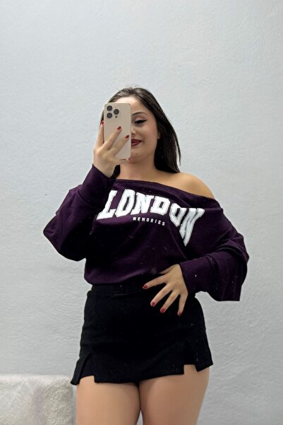 BELENDİR Women's Boat Neck Modal Fabric Sweatshirt Purple