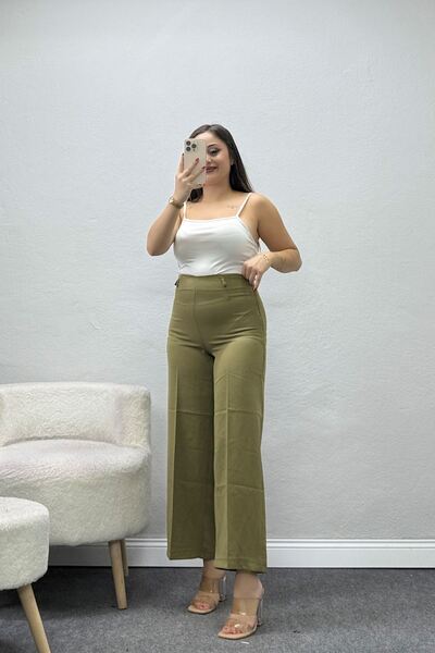 BELENDİR Women's Dabıl High Waist Wide Leg Pants Khaki