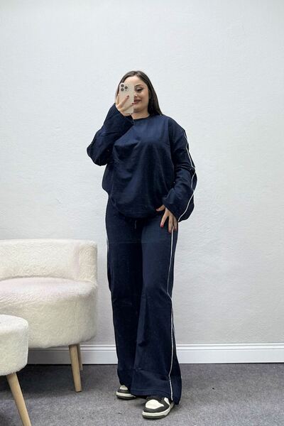 BELENDİR Women's Arabieli 2 Threaded Tracksuit Set Navy Blue