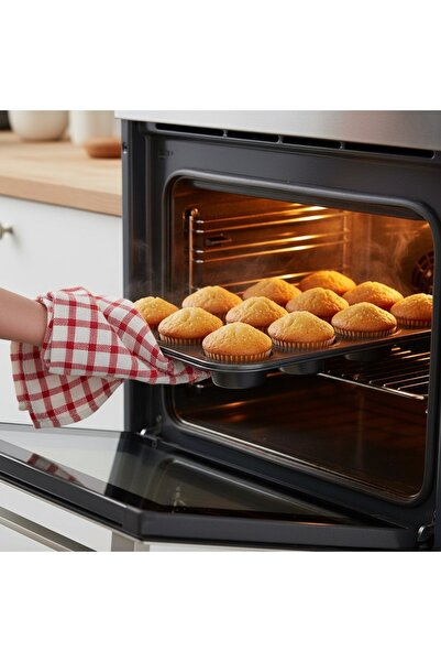 viracasa 12'li Muffin ve Cupcake Fırın Tepsisi Yapışmaz Kek Kalıbı Karbon Çel...