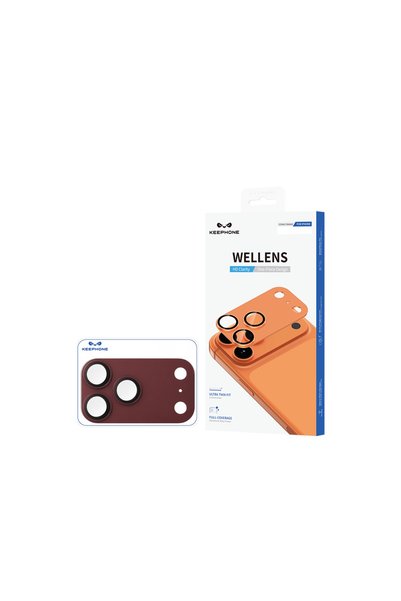 KeepHone iPhone 18 Pro Compatible Premium Welles Af Glass Compatible Camera Lens Protector with Metal Frame Full Coverage Protective Glass - Dark Cherry