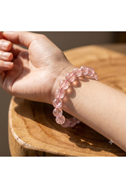 Nazellaa Pink Quartz Bracelet 10 mm -Madagascar (Feminine Energy, Love Stone)