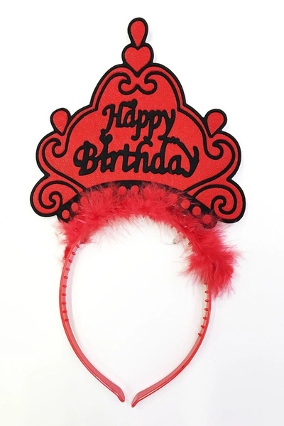Livenda Happy Birthday Neon Red Color Birthday Crown 24X15 cm