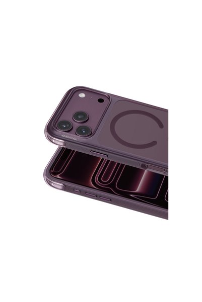 KeepHone iPhone 17 Pro / 18 Pro Uyumlu Kılıf Yükseltilmiş Köşe Korumalı Magsafe Destekli Airbag Monica Kapak - Dark Cherry