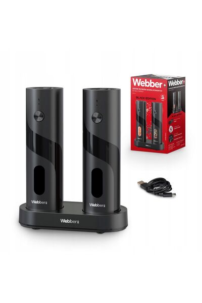 WEBBER Râșniță electrică de piper și sare, alimentată prin USB și cu baterii ...