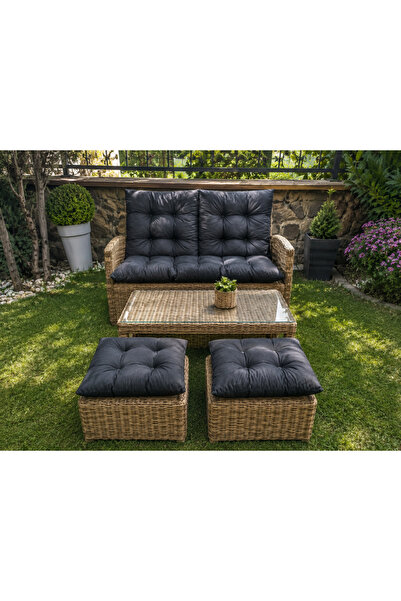 Yuvina 3'lü Minder Seti- 2 Adet 50x50 + 1 Adet 50x110 Kapitone Yer Minderi