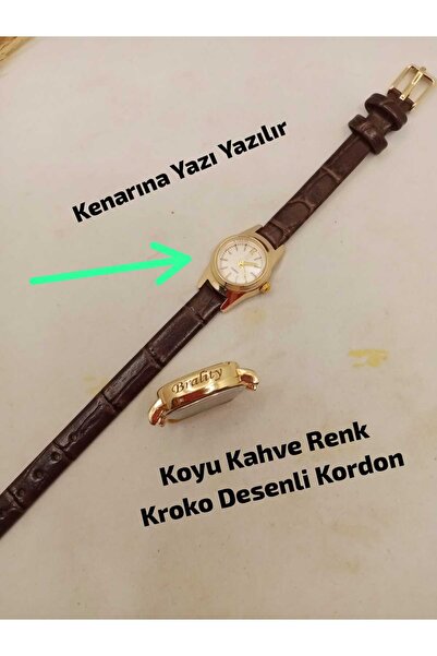 Brality (KİŞİYE ÖZEL YAZI YAZILIR) , Modern Tasarım Vintage Gold Renk Yuvarla...