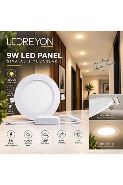 9W Sıva Altı Yuvarlak Led Panel Armatür Spot Aydınlatma Günışığı Işık Led Spot