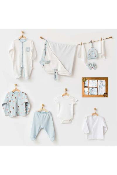 andywawa GOTS, Organik Pamuk, Unisex, 10’lu Hastane Çıkışı, Yenidoğan, 0-3 Ay