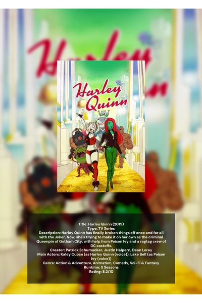 OEM Αφίσα Ινφογραφικό Harley Quinn, Εμβληματικός Χαρακτήρας DC Comics, Χαρτόν...