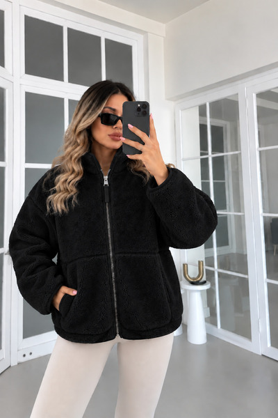 FioriModa Fermuarlı Peluş Polar Ceket