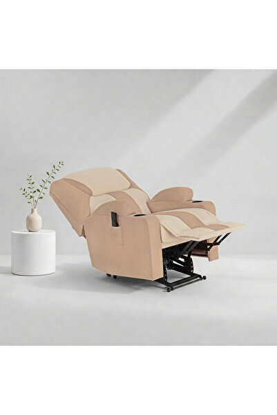 BACK CARE كرسي استرخاء بمحركين مزدوجين، مخملي، مع مسند للقدمين، بيج، MG-8-A