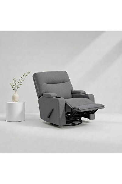 BACK CARE كرسي هزاز قابل للإمالة، مخمل، مزود بمسند للقدمين، رمادي، MG-3-R