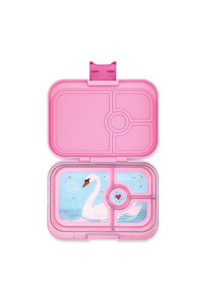 YumBox Πανίνο Δοχείο Φαγητού 4 Θέσεων - Έντονο Ροζ / Κύκνος