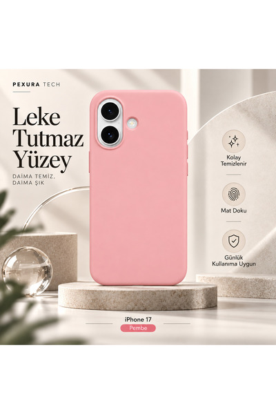 PEXURA TECH iPhone 17 Compatible Velvet Inside Stain-Resistant Matte Soft Sil...