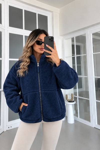 FioriModa Fermuarlı Peluş Polar Ceket