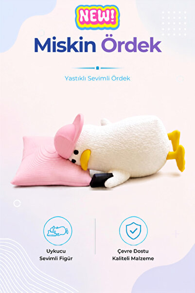Lumoi Studio 🦆 Miskin Ördek - Pembe Şapkalı ve Yastıklı Sevimli ve Eğlenceli...
