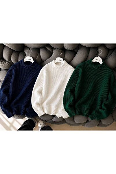 pepule Women's 3-Piece Crew Neck Oversize Knitwear Sweater Soft Knitted Sweater