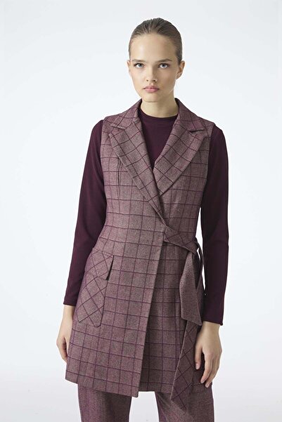 Zühre Plaid Patterned Triple Combination Plum Set 1050