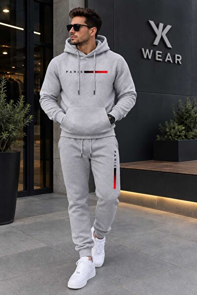 YK WEAR SET TRENING CU GLUGĂ, CU IMPRIMEU SUBȚIRE, PENTRU FEMEI / BĂRBAȚI