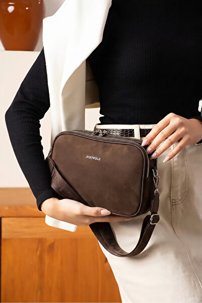 Just Polo Women's Suede Leather 5-Compartment Adjustable Long Strap Crossbody...