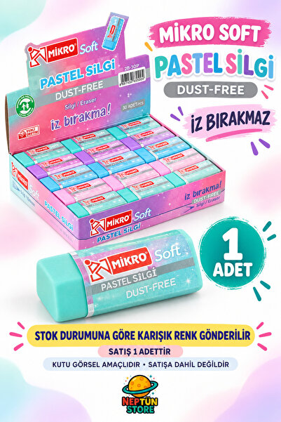 neptünstore Mikro Soft Pastel Renk Silgi 2B-30P Pastel Silgi (1 Adet )