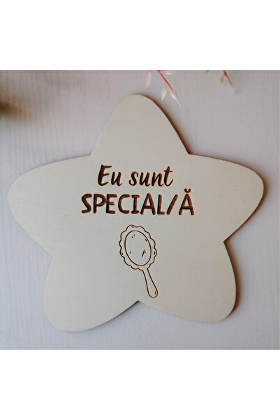 CREATIVITATEPLUS Set 10 piese din lemn Statia Afirmatiilor, pentru gradinita, 18x18cm