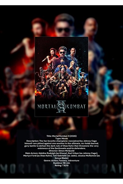 OEM Poster Infografic Mortal Kombat II, Joc Video Iconic, Design Retro, Carto...