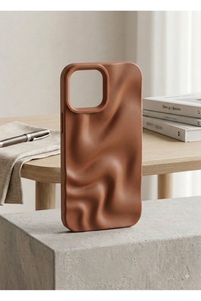 Turkuaz Store iPhone 15 Pro Compatible 3D Wave Design Embossed Shock-Resistan...