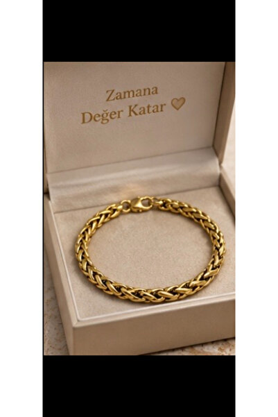Xuping1 Gold Örgü Zincir Bileklik – Şık Unisex Çelik Bileklik