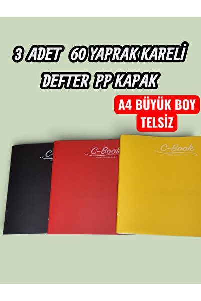 Uninote 3 Caiete A4 60 Yp, cu carouri, fără spirală, copertă din plastic, for...
